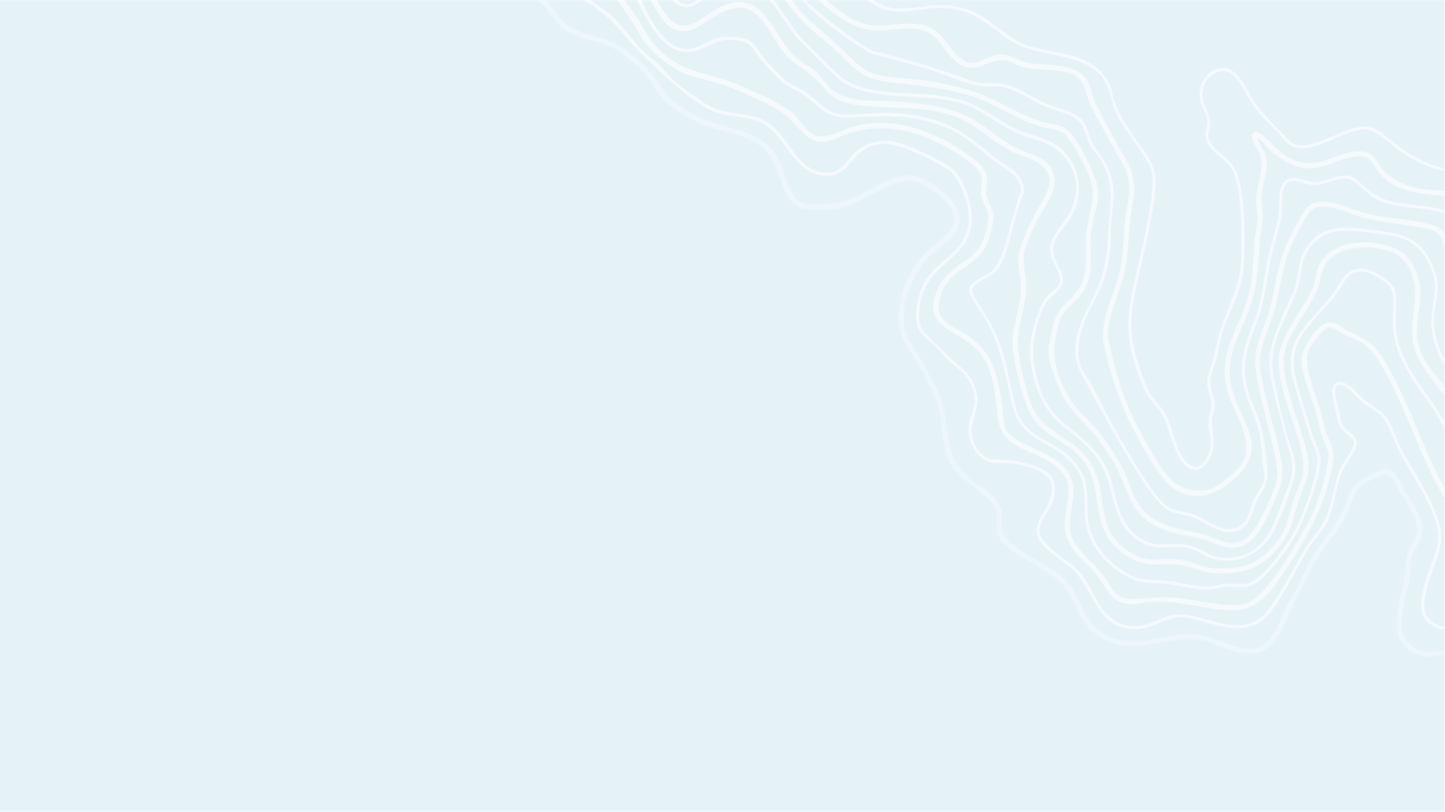 Blue background with curved white lines in the top right corner