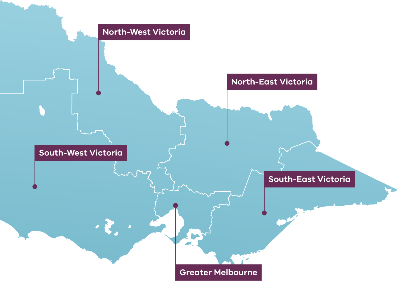A blue map of Victoria.